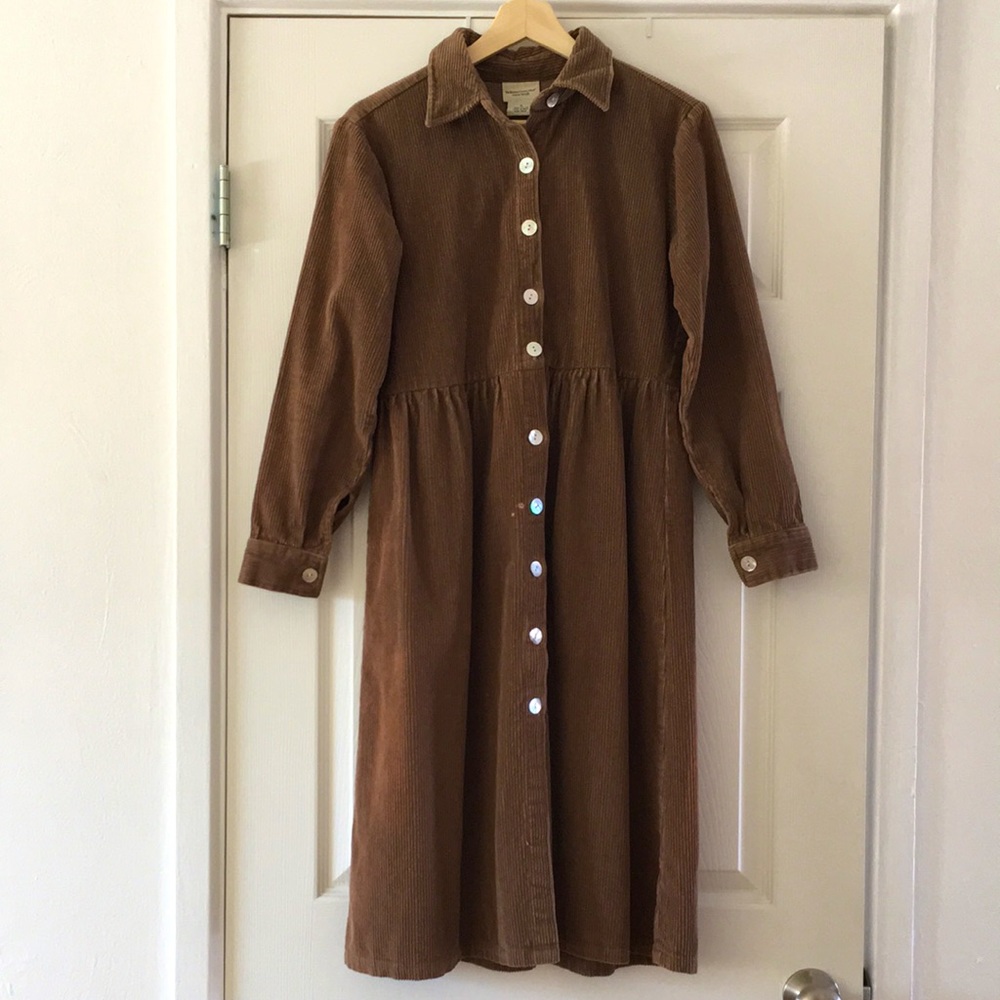 Women’s Corduroy Midi Dress in Taupe